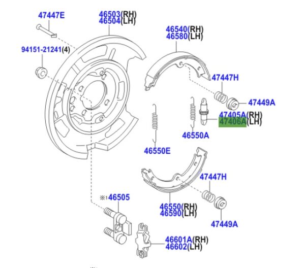 Lexus GS Phase 3 N/S Brake shoe adjusting screw