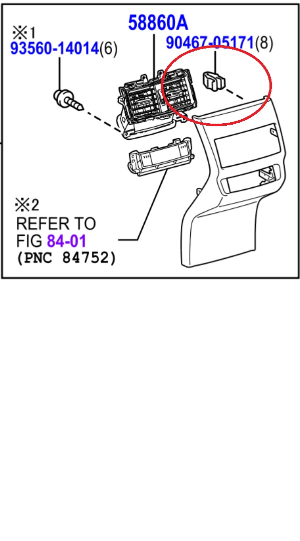 Lexus NX Phase 1 Rear Air Vent Clip