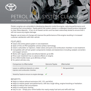 Lexus Petrol Fuel System Cleaner