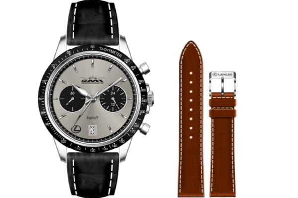 Lexus Silver Dial Leather Strap Watch by GMT Chronographs